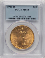 1910-D $20 Saint-Gaudens Double Eagle PCGS MS64 (505886015)
