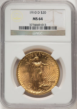 1910-D $20 Saint-Gaudens Double Eagle NGC MS64 (505886013)