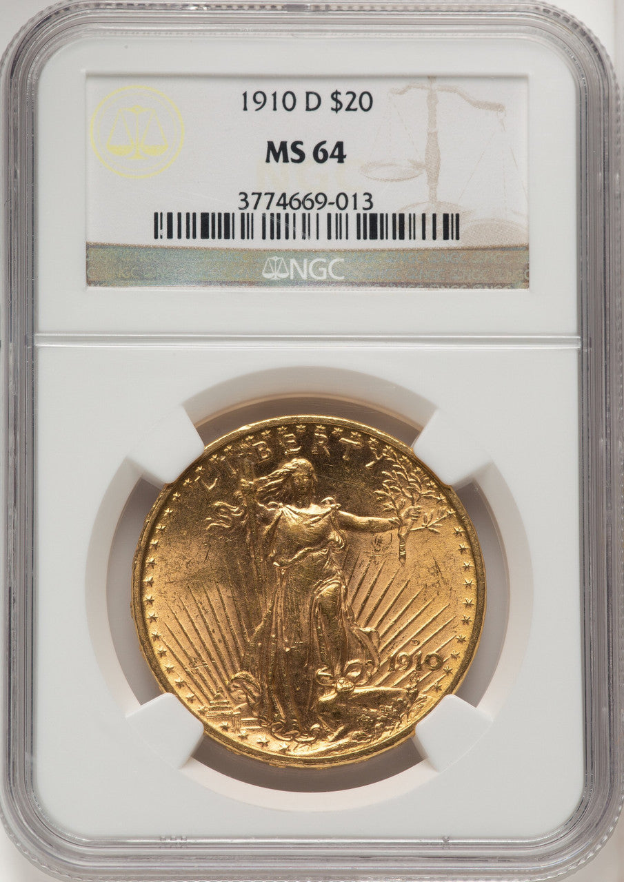 1910-D $20 Saint-Gaudens Double Eagle NGC MS64 (505886013)