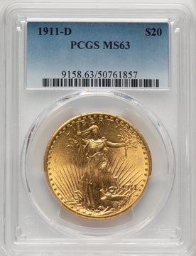 1911-D $20 Saint-Gaudens Double Eagle PCGS MS63 (773273012)