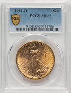 1911-D $20 Saint-Gaudens Double Eagle PCGS MS63 (506732012)