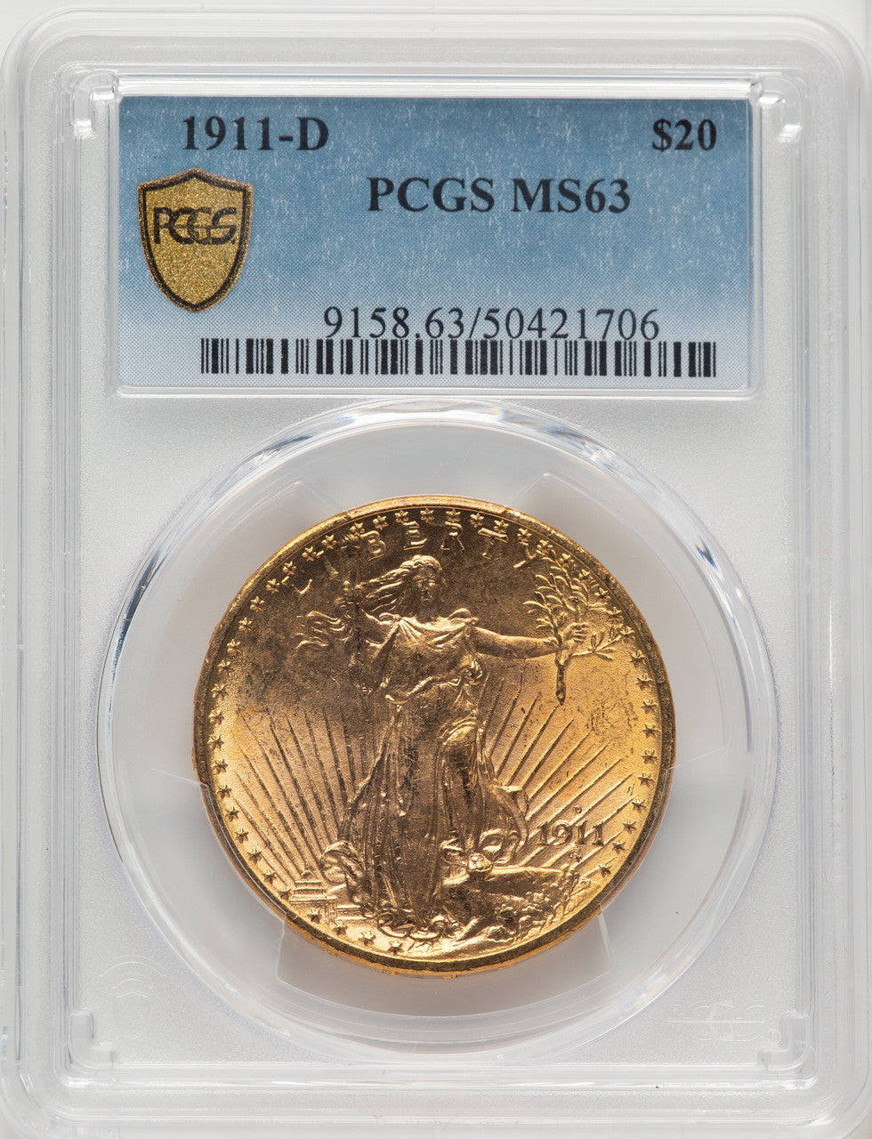 1911-D $20 Saint-Gaudens Double Eagle PCGS MS63 (506732012)