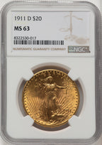 1911-D $20 Saint-Gaudens Double Eagle NGC MS63 (572258060)