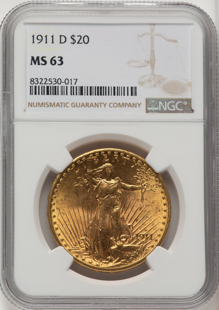 1911-D $20 Saint-Gaudens Double Eagle NGC MS63 (572258060)