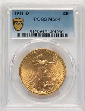 1911-D $20 Saint-Gaudens Double Eagle PCGS MS64
