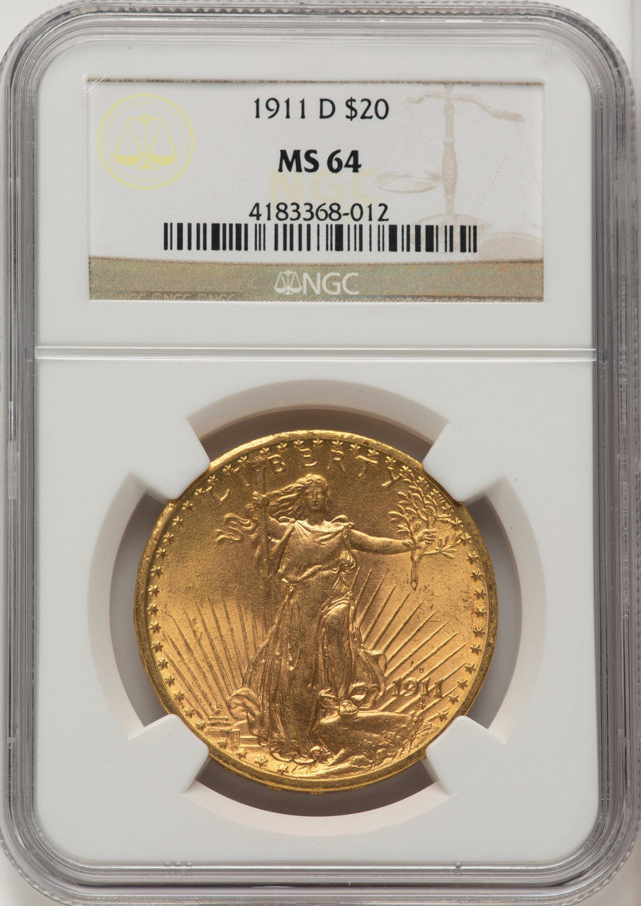 1911-D $20 Saint-Gaudens Double Eagle NGC MS64