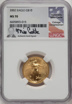 2002 $10 Quarter-Ounce Gold Eagle Mike Castle NGC MS70