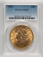 1896 $20 Liberty Double Eagle PCGS MS63
