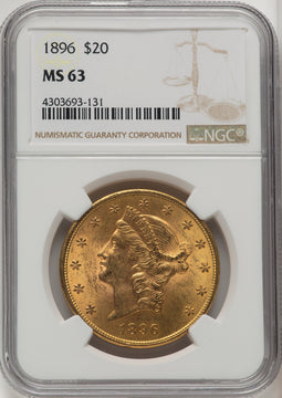 1896 $20 Liberty Double Eagle NGC MS63