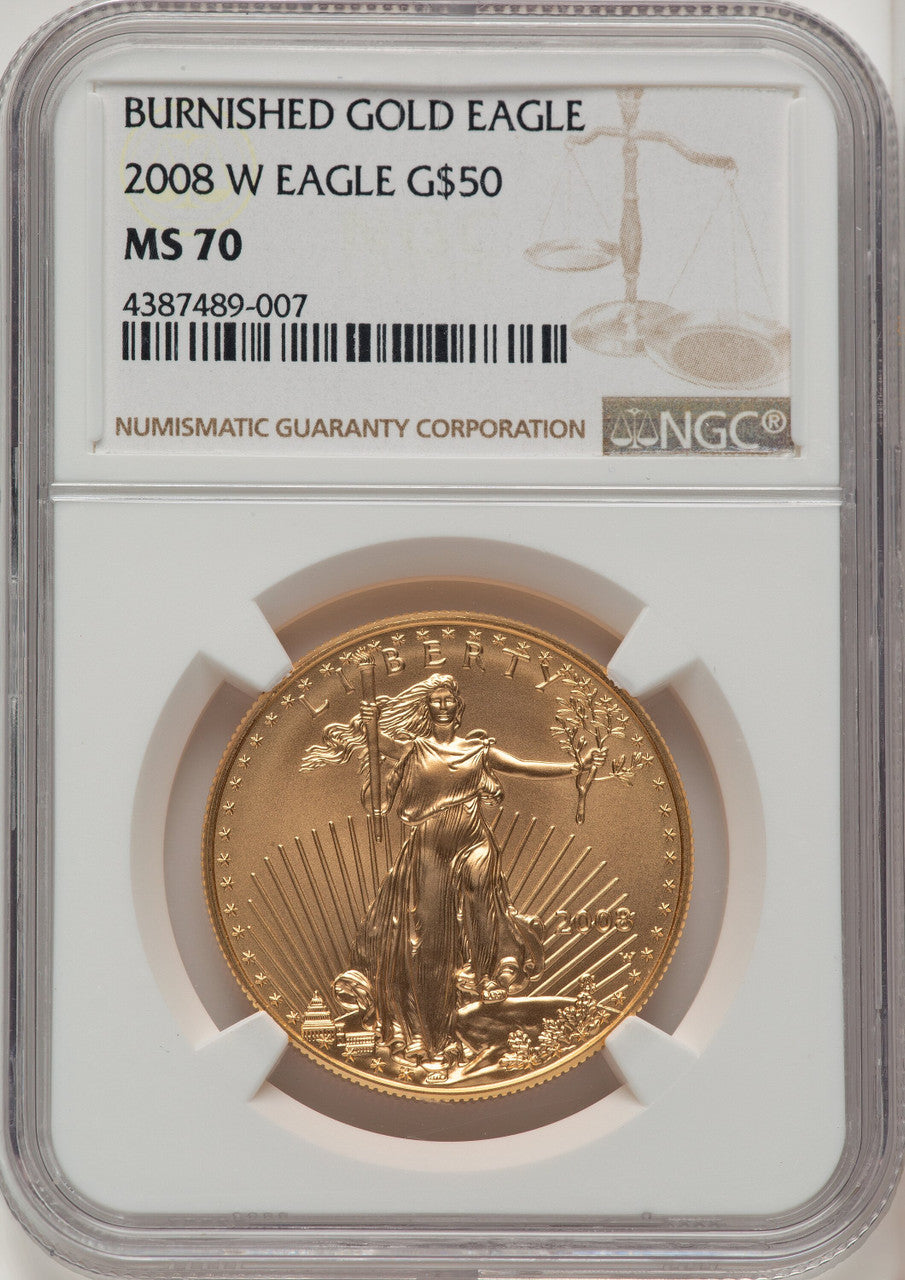 2008-W $50 One-Ounce Gold Eagle Burnished NGC MS70 (506895089)
