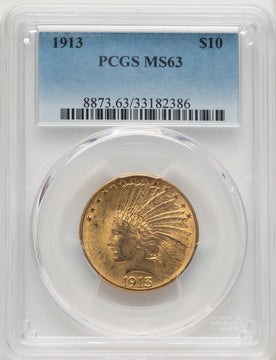 1913 $10 Blue Gradient Indian Eagle PCGS MS63