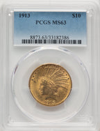 1913 $10 Blue Gradient Indian Eagle PCGS MS63