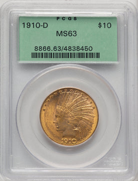 1910-D $10 Indian Eagle PCGS MS63