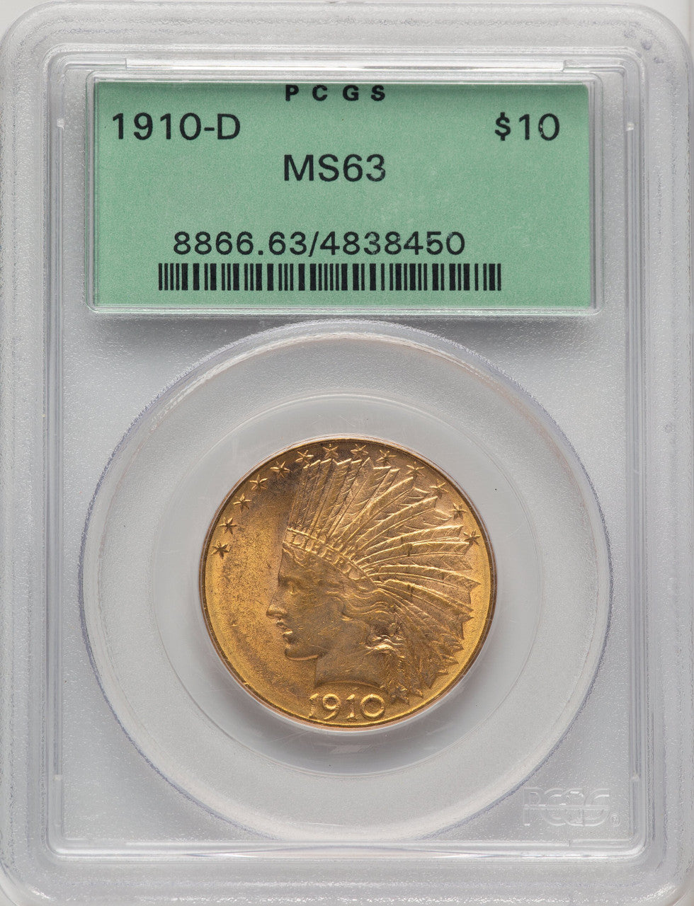 1910-D $10 Indian Eagle PCGS MS63