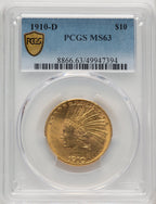1910-D $10 Indian Eagle PCGS MS63 (519866016)
