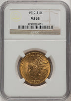1910 $10 Brown Label Indian Eagle NGC MS63 (520064038)