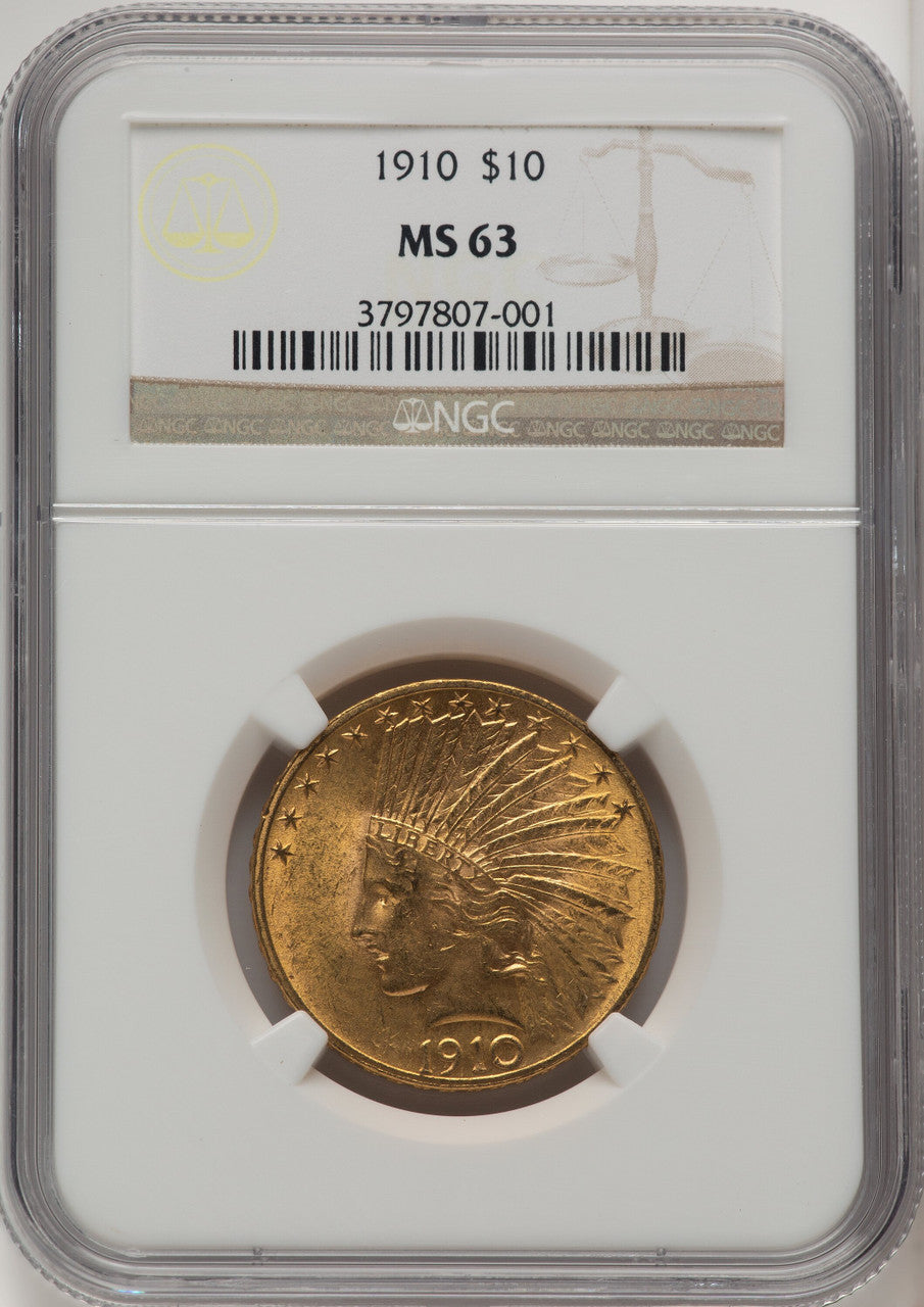 1910 $10 Brown Label Indian Eagle NGC MS63 (520064038)