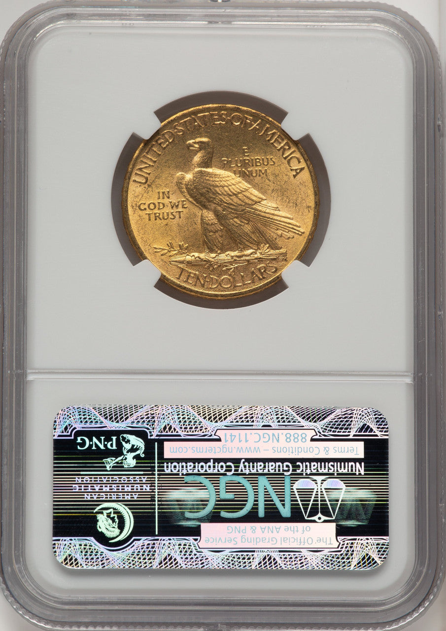 1910 $10 Brown Label Indian Eagle NGC MS63
