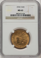 1910 $10 Brown Label Indian Eagle NGC MS63 (520064036)
