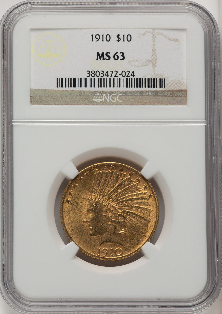 1910 $10 Brown Label Indian Eagle NGC MS63 (520064036)