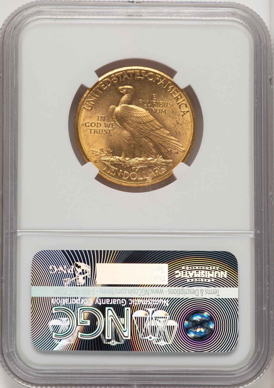 1910-D $10 Brown Label Indian Eagle NGC MS63