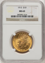 1913 $10 Brown Label Indian Eagle NGC MS63 (520064028)