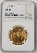 1911 $10 Indian Eagle NGC MS63 (177037001)