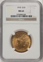 1910 $10 Brown Label Indian Eagle NGC MS63 (520064042)