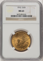 1912 $10 Brown Label Indian Eagle NGC MS63