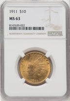 1911 $10 Indian Eagle NGC MS63 (571983013)