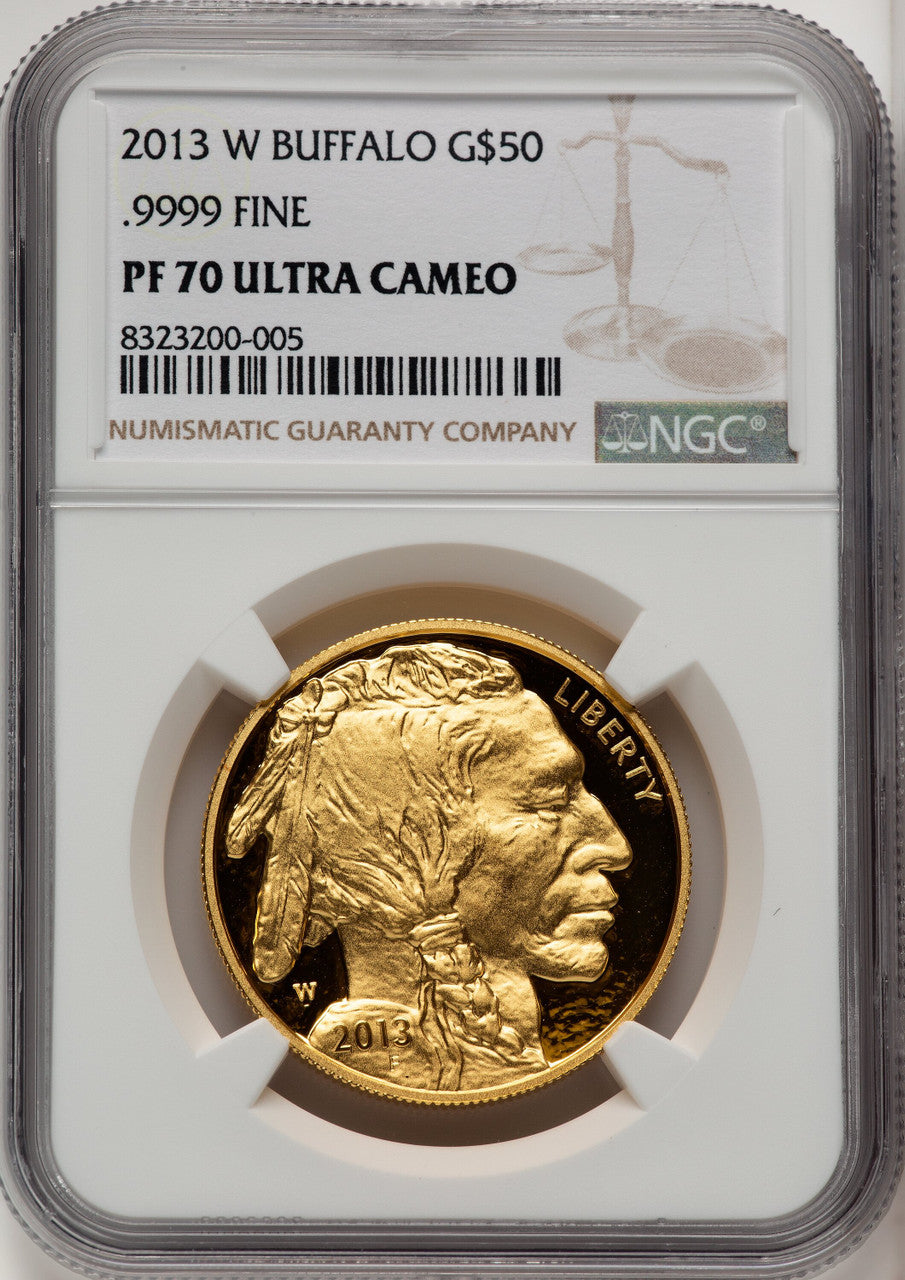 2013-W $50 One-Ounce Gold Buffalo Brown Label NGC PF70 (772784005)
