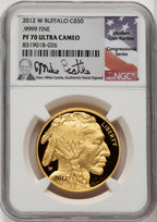 2012-W $50 One-Ounce Gold Buffalo Mike Castle Congressional Series NGC PF70