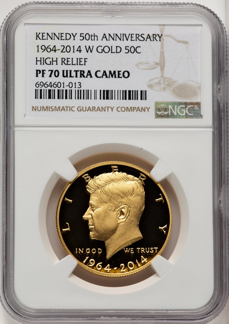 2014-W 50C Kennedy Gold 50th Anniversary Brown Label Proof Kennedy Half Dollar NGC PR70 (773149002)