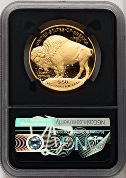 2021-W G$50 Gold BuffaloFirst Day of Issue DCAM FDI Ed Moy Blk Core NGC PF70