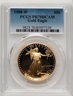 1988-W $50 One-Ounce Gold Eagle Blue Gradient PCGS PR70 (773011003)