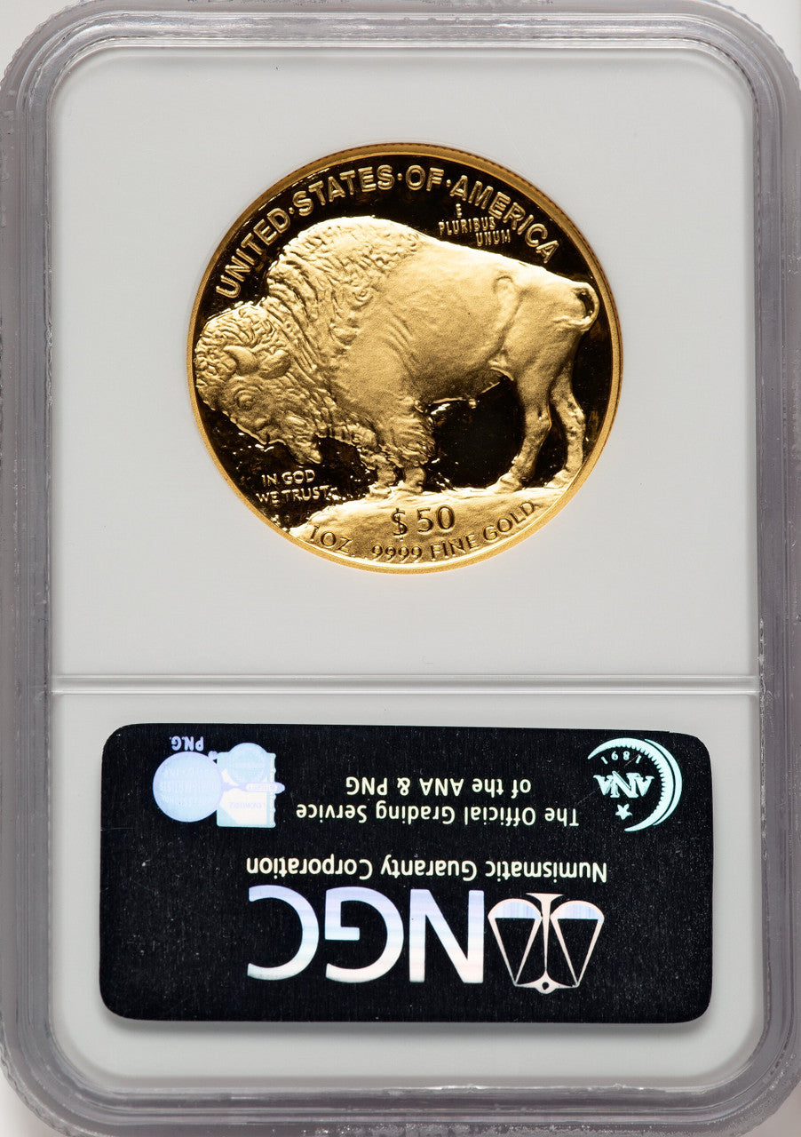 2007-W $50 One-Ounce Gold Buffalo First Strike ER Blue NGC PF70 (772845004)