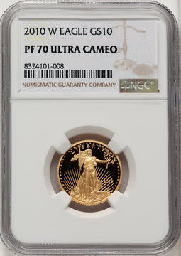 2010-W $10 Quarter-Ounce Gold Eagle Brown Label NGC PF70 (768397119)