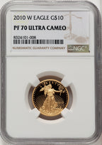 2010-W $10 Quarter-Ounce Gold Eagle Brown Label NGC PF70 (768397119)
