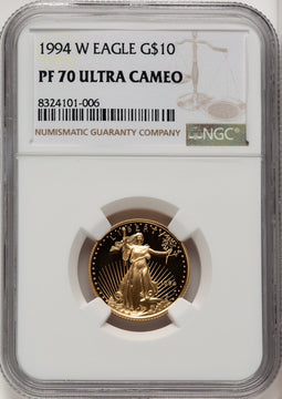1994-W $10 Quarter-Ounce Gold Eagle Brown Label NGC PF70 (519589037)
