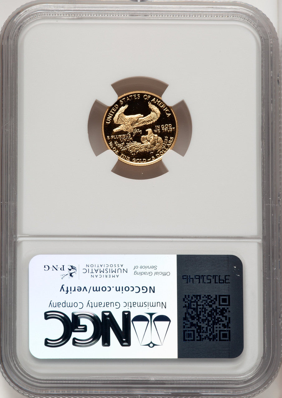 1989-P $5 Tenth-Ounce Gold Eagle Brown Label NGC PF70
