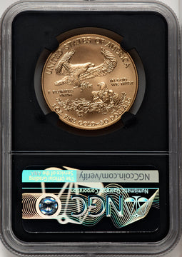 2018-W G$50 One Ounce Burnished Gold Eagle First Day of Issue FDI Gold Foil NGC MS70
