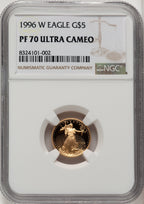 1996-W $5 Tenth-Ounce Gold Eagle Brown Label NGC PF70 (771693003)