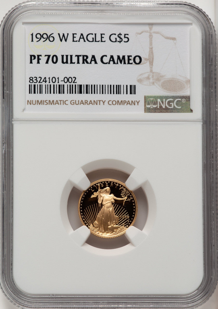 1996-W $5 Tenth-Ounce Gold Eagle Brown Label NGC PF70 (771693003)