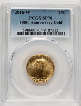 2016-W 25C Standing Liberty 100th Anniversary Gold Centennial Blue Gradient PCGS MS70