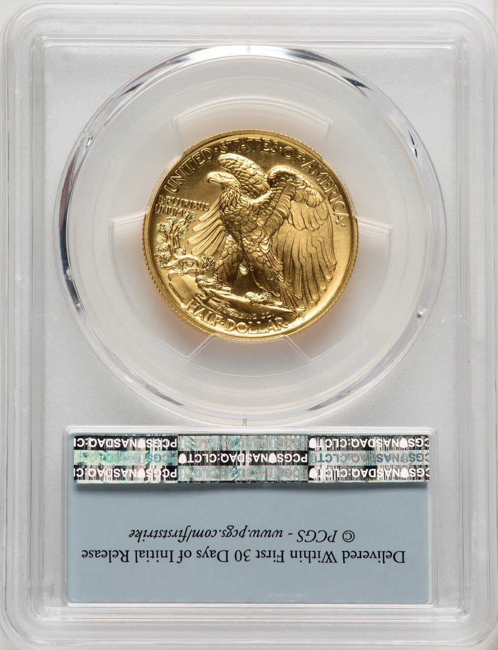 2016-W 50C Walking Liberty 100th Anniversary Gold Centennial FDI Flag PCGS MS70