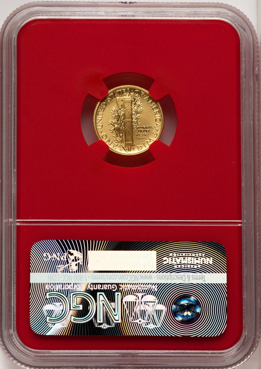 2016-W 10C Mercury Dime 100th Anniversary Gold Centennial Non Designation NGC MS70
