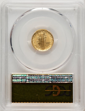 2016-W 10C Mercury Dime 100th Anniversary Gold Centennial FS Gold Foil PCGS MS70