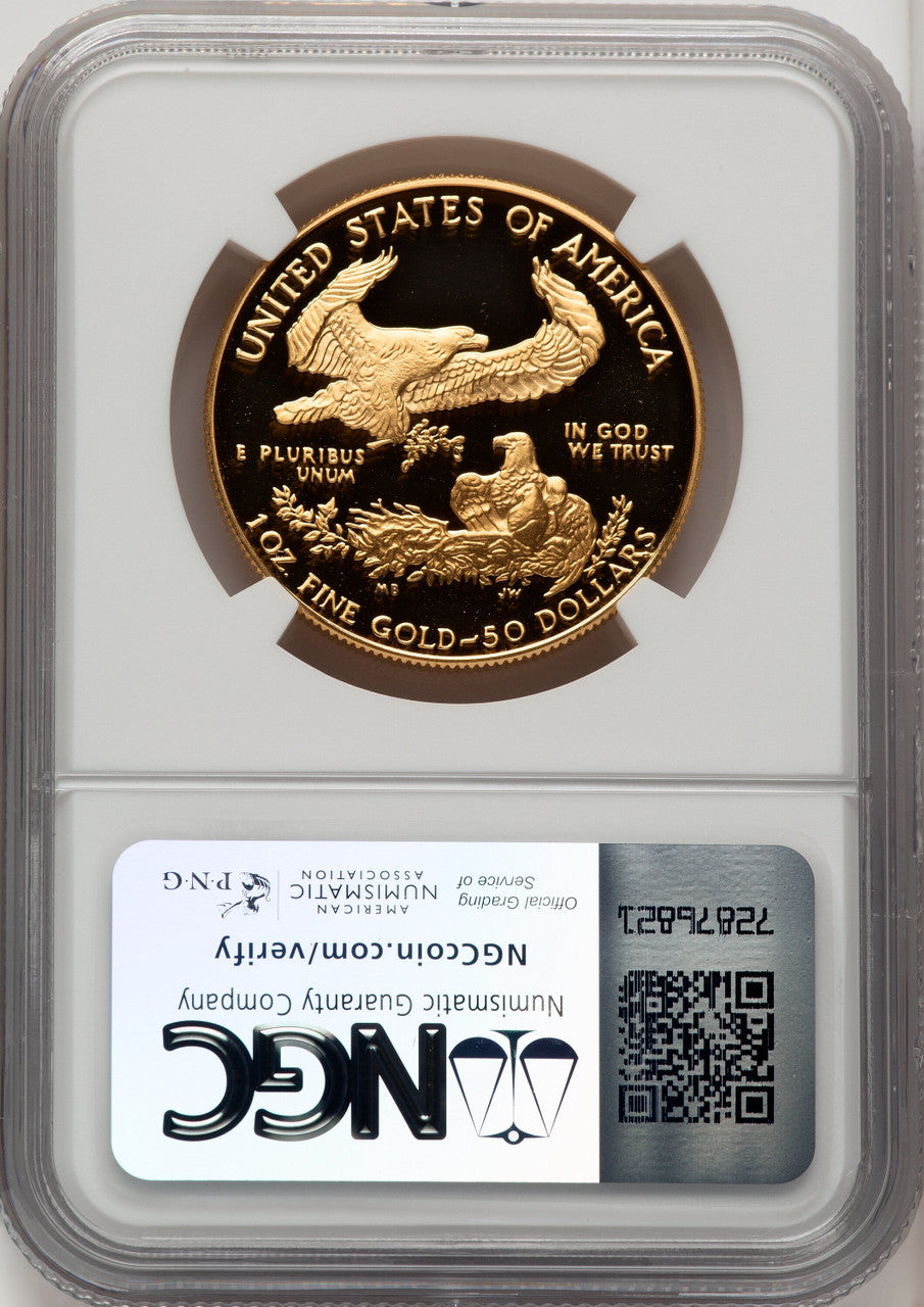 1988-W $50 One-Ounce Gold Eagle Brown Label NGC PF70 (520087006)