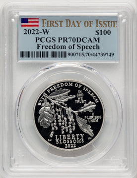 2022-W $100 One-Ounce Platinum Eagle Freedom of Speech FDI FS Flag PCGS PR70