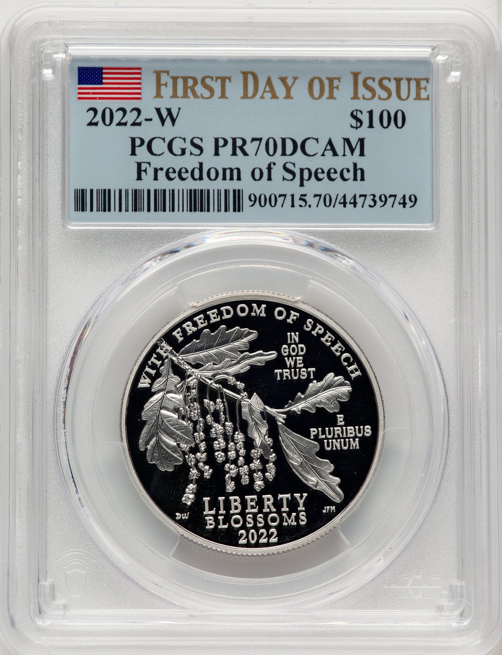 2022-W $100 One-Ounce Platinum Eagle Freedom of Speech FDI FS Flag PCGS PR70